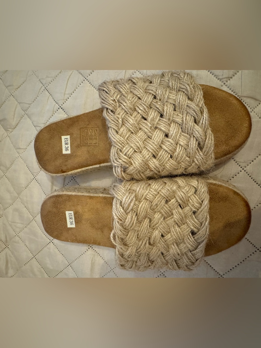 SHEIN Braided Slide Sandals in Beige